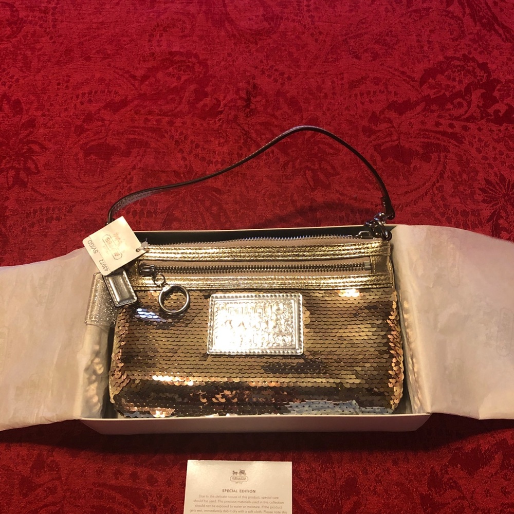 Coach gold sequined purse